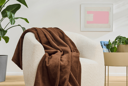 Koc Ibena Cordoba czekoladowy brąz, gruba faktura w prążki