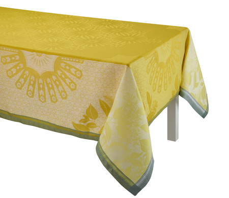 Obrus lniany Le Jacquard Français Jardin d'Orient Cedrat