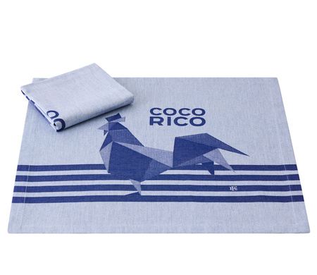 Serwetki bawełniane Le Jacquard Français Coco-Rico Bleu 2 szt.