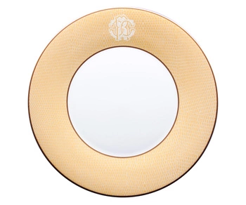 Talerz obiadowy Roberto Cavalli Lizzard Gold, zestaw 6 szt.