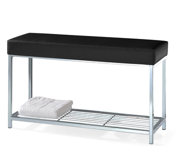 Ławka z półką eko-skóra czarna Decor Walther DW 67 chrom