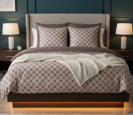 Pościel satyna bawełniana JOOP! Cornflower Double 4083-17 Taupe