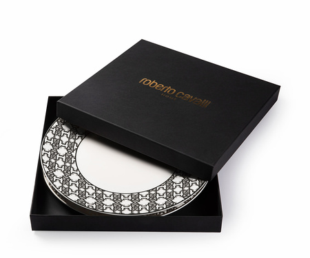 Talerz obiadowy Roberto Cavalli Monogram Black, zestaw 6 szt.