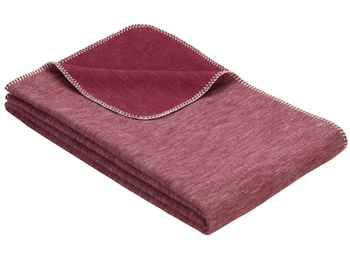 Koc bawełniany Ibena Lausanne 2163-400 140x200 Wiśniowy