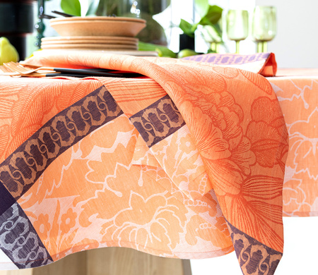 Obrus lniany Le Jacquard Français Escapade Tropicale Goyave
