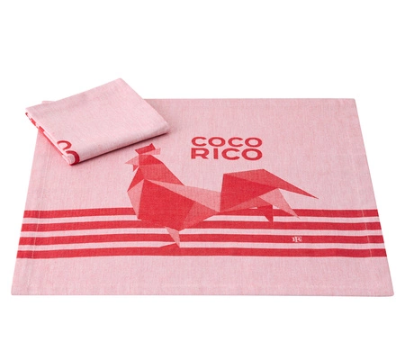 Serwetki bawełniane Le Jacquard Français Coco-Rico Rouge 2 szt.