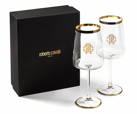 Kieliszek do wody Roberto Cavalli New Monogram Gold, zestaw 2 szt.