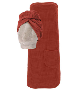 Spódnica do sauny damska z turbanem Vossen Wellness Spa 6440 terra