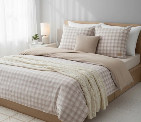 Pościel flanelowa JOOP! Soft Checks 45000-07 Cream