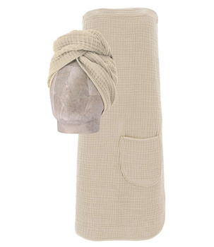 Spódnica do sauny damska z turbanem Vossen Wellness Spa 6100 tibet