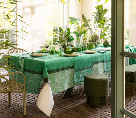 Obrus lniany Le Jacquard Français Escapade Tropicale Caméléon