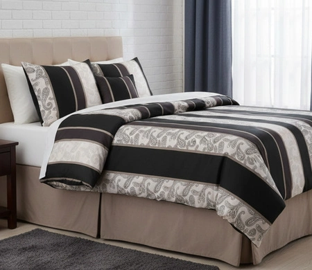 Pościel satyna bawełniana JOOP! Paisley Stripes 4121-09 Black