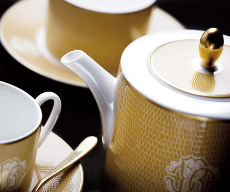 Talerz obiadowy Roberto Cavalli Lizzard Gold, zestaw 6 szt.