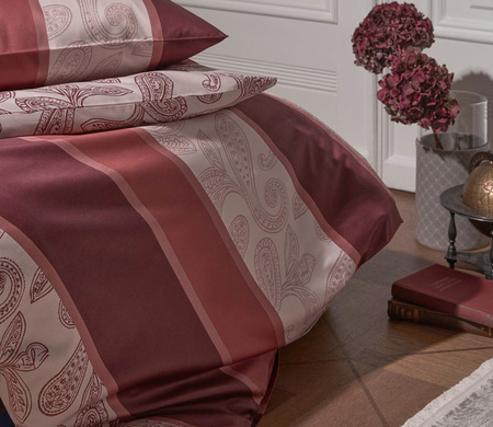 Pościel satyna bawełniana JOOP! Paisley Stripes 4121-01 Rouge