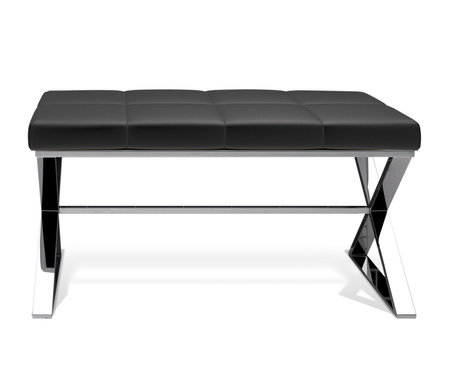 Ławka siedzisko eko-skóra czarna Decor Walther BENCH stal polerowana 