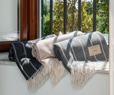 Koc kaszmirowy Eskimo Switzerland Mira Streifen H4419-180 130x180 Anthracite