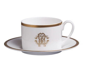 Filiżanka do herbaty Roberto Cavalli Silk Gold, zestaw 2 szt. Luxury Box