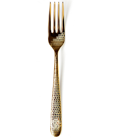 Widelec deserowy Roberto Cavalli Lizzard Steel/Gold, zestaw 6 szt.