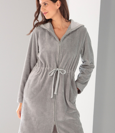 Szlafrok damski zapinany na zamek Cawö 821-71 Grau XS-XL
