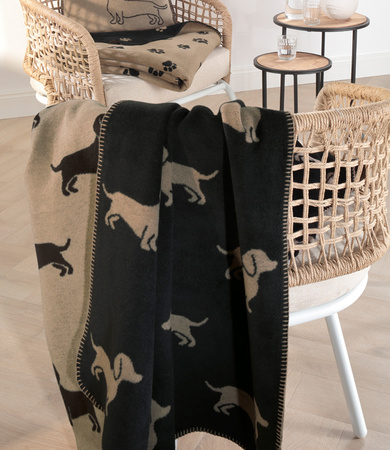 Koc Cawö We Love Dogs 62460-93 150x200 Black/Beige