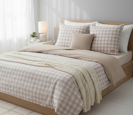 Pościel flanelowa JOOP! Soft Checks 45000-07 Cream