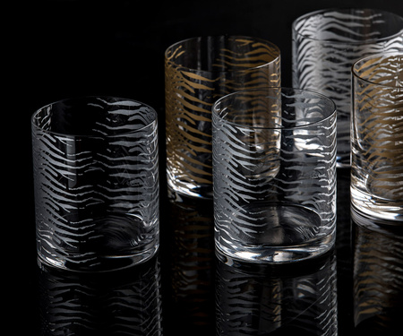 Szklanka Old Fashion Roberto Cavalli Zebra Platin, zestaw 6 szt.