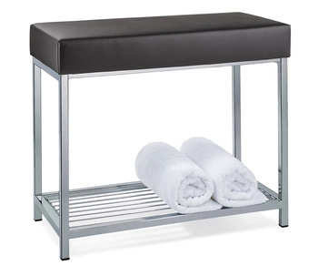 DECOR WALTHER DW 77 ławka z półką eko-skóra czarna chrom