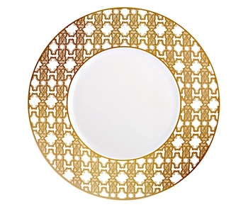 Talerz obiadowy Roberto Cavalli Monogram Gold, zestaw 6 szt.