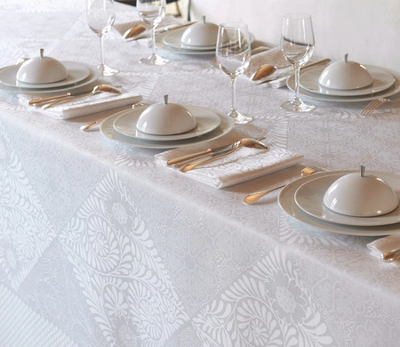 Obrus lniany Le Jacquard Français Bosphore Blanc