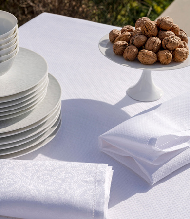 Obrus lniany Le Jacquard Français Portofino Bianco