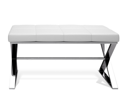 Ławka siedzisko eko-skóra biała Decor Walther BENCH stal polerowana 