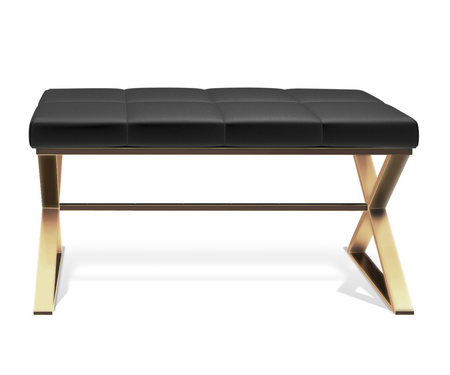 Ławka siedzisko eko-skóra czarna Decor Walther BENCH złoto mat