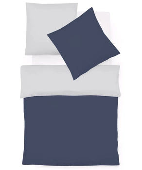 Fleuresse pościel mako-jersey Black Premium 074440-2 Dark Blue - Silver