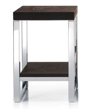 DECOR WALTHER WOOD WO HME taboret z półką, stal polerowana, termopopiół