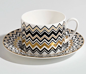 Filiżanka do herbaty Missoni Zig Zag Gold, zestaw 2 szt. Luxury Box