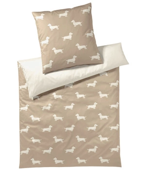 Pościel satyna bawełniana Elegante Dogs 24540-7 Natur/Beige