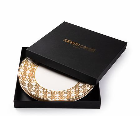 Talerz obiadowy Roberto Cavalli Monogram Gold, zestaw 2 szt.