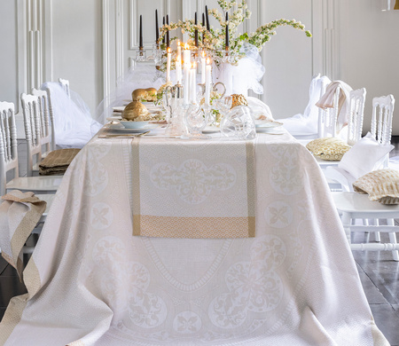 Obrus lniany Le Jacquard Français Évasion Céleste Travertin