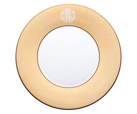 Talerz obiadowy Roberto Cavalli Lizzard Gold, zestaw 6 szt.
