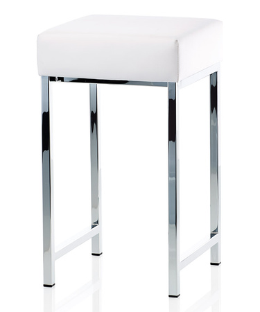 Taboret eko-skóra biała Decor Walther DW 64 chrom