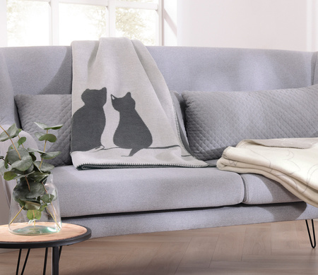 Koc Cawö Cute Cats 62630-70 150x200 Stein Anthrazit