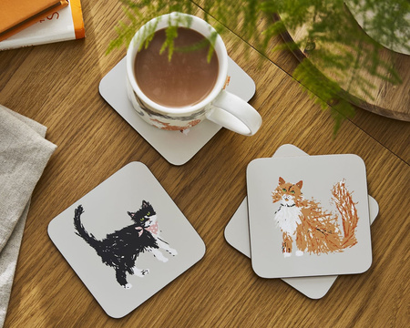 Podkładka pod kubek Ulster Weavers Feline Friends zestaw 4 sztuki