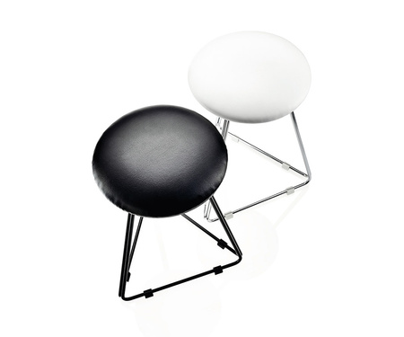Taboret eko-skóra biała Decor Walther DW 71 chrom