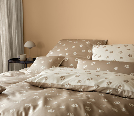 Pościel satyna bawełniana Elegante Paws 24541-7 Natur/Beige
