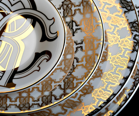 Kubek Roberto Cavalli Monogram Gold Luxury Box