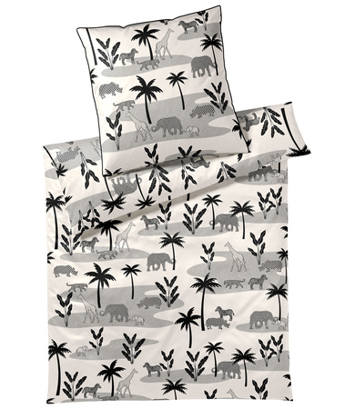 Pościel satyna bawełniana Elegante Jungle Graphic 24546-9 Black