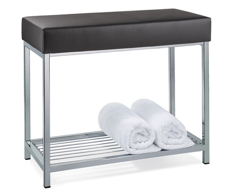 Ławka z półką eko-skóra czarna Decor Walther DW 77 chrom