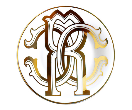 Talerzyk do pieczywa Roberto Cavalli Monogram Gold, zestaw 2 szt.
