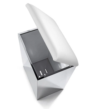 DECOR WALTHER CASE HK 2 taboret i kosz na pranie stal polerowana/ biały