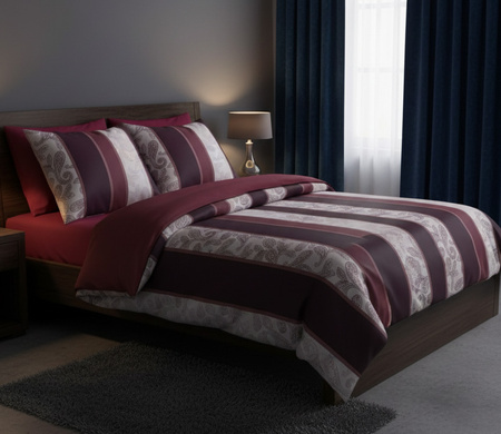 Pościel satyna bawełniana JOOP! Paisley Stripes 4121-01 Rouge